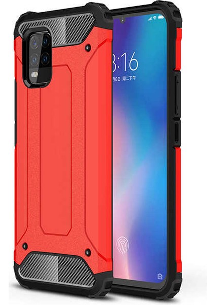 - Xiaomi Mi 10 Lite - Kılıf Çift Katman Zırh Tank Crash Military Kapak - Kırmızı - T13348