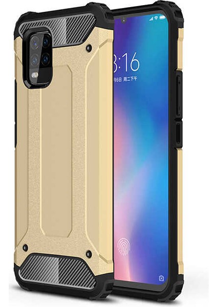 - Xiaomi Mi 10 Lite - Kılıf Çift Katman Zırh Tank Crash Military Kapak - Gold - T13348