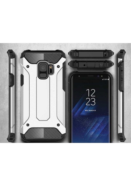 - Samsung Galaxy S9 - Kılıf Çift Katman Zırh Tank Crash Military Kapak - Gold