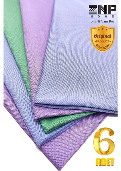 Pine | Microfiber 6'lı 40X50 cm Klasik Cam Temizlik Bezi