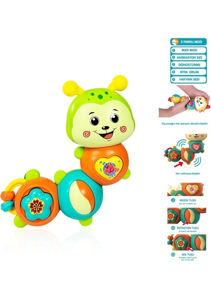 Işıklı ve Müzikli Tırtıl Eğitici Interaktif Bebek Piyanosu Oyuncak fiyatları