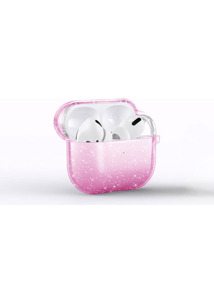 Apple Airpods 3. Nesil Uyumlu Zore Allstar Airbag 32 Parlayan Simli Saydam Renkli Kılıf, Pembe