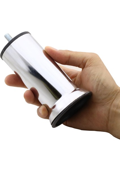 Metal Krom (12 Cm) Baza Koltuk Kanepe Mobilya Yatak Çekyat Ayağı Ince Diş M8 Metrik Ayakları 20 Adet