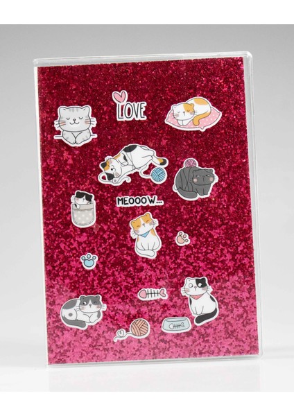 Kedi Kırmızı Simli Defter