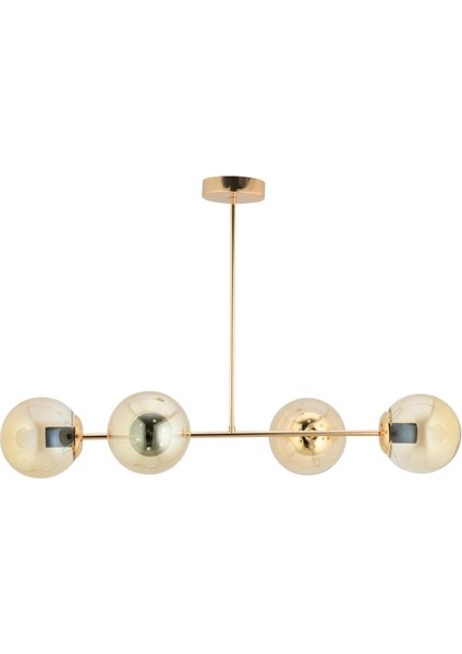 Istanbul Avize Vina 4'lü Gold Sarı Glop Camlı Avize