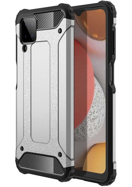 - Samsung Galaxy A12 - Kılıf Çift Katman Zırh Tank Crash Military Kapak - Gri - T15817