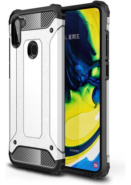 - Samsung Galaxy A11 - Kılıf Çift Katman Zırh Tank Crash Military Kapak - Gri - T12869