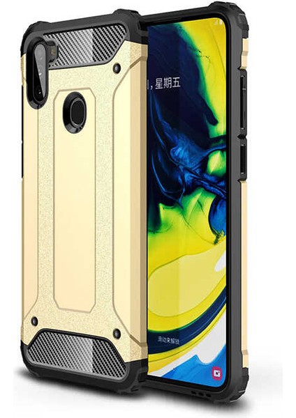 - Samsung Galaxy A11 - Kılıf Çift Katman Zırh Tank Crash Military Kapak - Gold - T12869