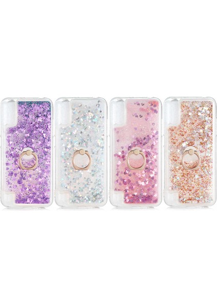 - Samsung Galaxy A01 - Kılıf Yüzüklü Simli Sıvılı Milce Kapak - Pembe - T14389 modelleri