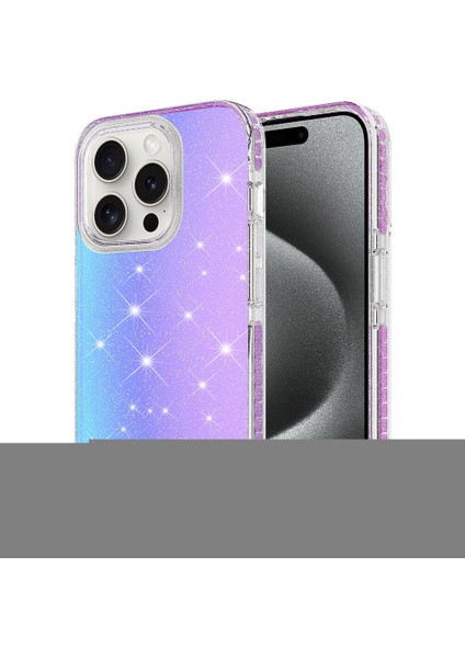 - Apple iPhone 15 Pro - Kılıf Parlak Renk Geçişli Velle Kapak - Mor
