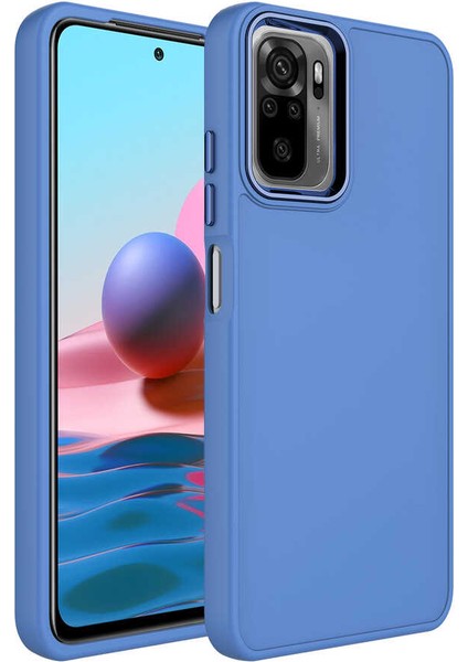 - Xiaomi Redmi Note 10S - Kılıf Metal Çerçeve ve Buton Tasarımlı Silikon Luna Kapak - Lavendery Gray
