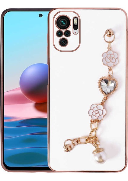 - Xiaomi Redmi Note 10S - Kılıf El Tutamaçlı Kamera Korumalı Taka Silikon Kapak - Beyaz - T23495