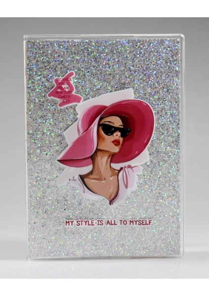 Şapkalı Gri Simli Defter