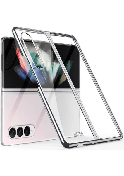 - Samsung Galaxy Z Fold 3 - Kılıf Koruyucu Kılıf Kıpta Kapak - Gümüş - T18413