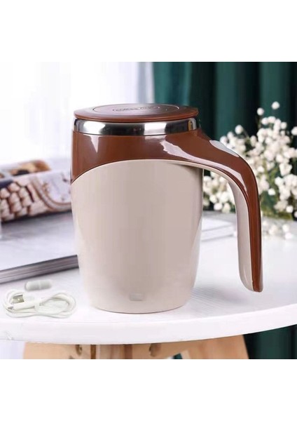 Yeni Nesil Kendi Kendini Karıştıran Self Stirring Mug Mikser Kupa Termos Bardak 380 ml Kahverengi