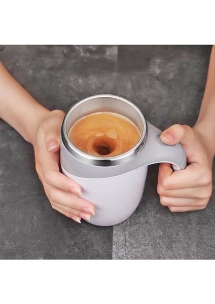 Yeni Nesil Kendi Kendini Karıştıran Self Stirring Mug Mikser Kupa Termos Bardak 380 ml Kahverengi