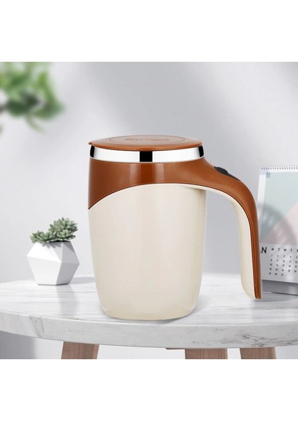 Yeni Nesil Kendi Kendini Karıştıran Self Stirring Mug Mikser Kupa Termos Bardak 380 ml Kahverengi