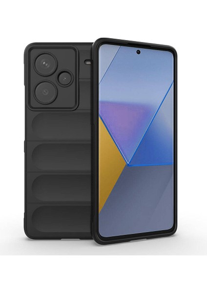 Enci Store Xiaomi Redmi Note 13 Pro Plus 5g Uyumlu Kılıf Esnek Tpu Oyuklu Arka Yüzey Tasarımlı Etnik Silikon Kapak, Siyah