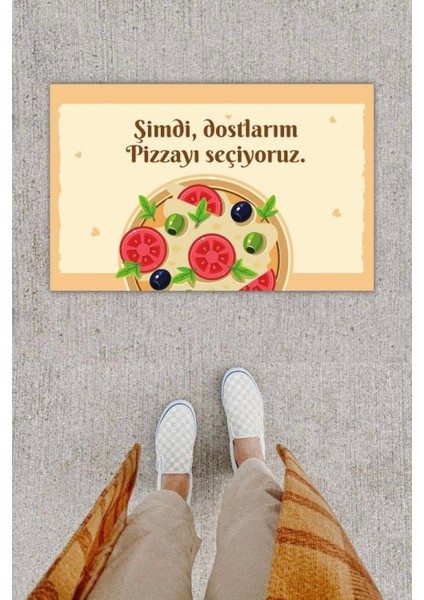 Dijital Baskı Dekoratif Pizza Pudra Kapı Önü Paspası K-1211