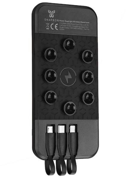 10.000 Mah Vantuzlu Wireless Standlı Powerbank Dahili Çoklu Kablo 3in1 Kablolu ve Kablosuz SNP-3003 Siyah