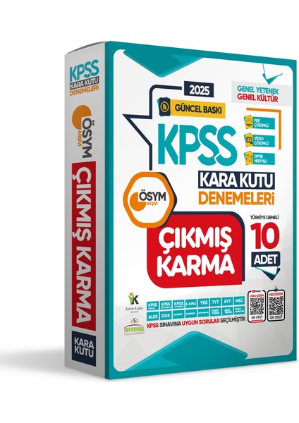 KPSS 2025 ÖSYM Çıkmış Karma Karakutu Genel Kültür Genel Yetenek 10'lu Dijital Çözümlü Denemeleri fiyatları