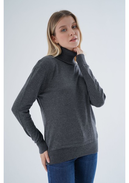 Kadın Antrasit %100 Organik Pamuk Balıkçı Yaka Triko Kazak TRIST-6103 fiyatları