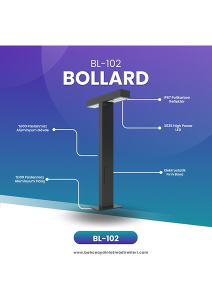 Özel Reflektörlü Bollard Aydınlatma Antrasit BL102 fiyatları