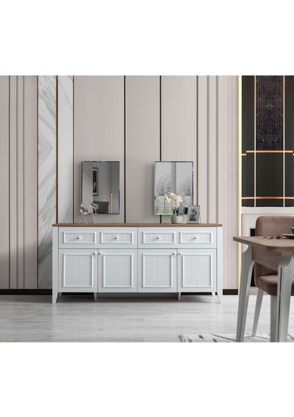 Yalı Yemek Odası Aynalı Konsol Büfe 180X45X84
