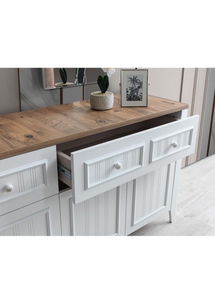 Yalı Yemek Odası Aynalı Konsol Büfe 180X45X84