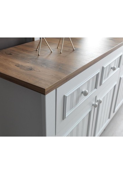 Yalı Yemek Odası Aynalı Konsol Büfe 180X45X84