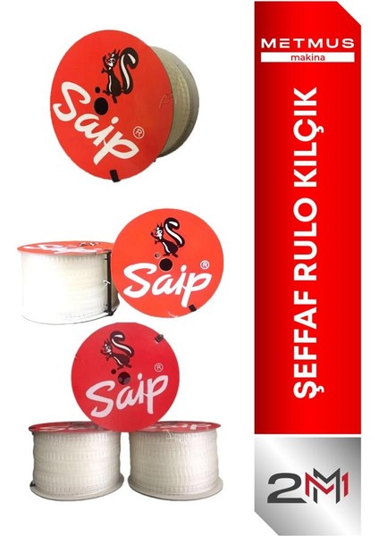 Saip Rulo Kılçık Şeffaf St 9000 25X100 =100.000 Adet Kutu 4 Rulo