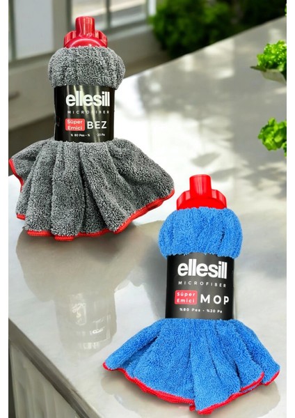 Yedek Mop Ucu 2'li Set - Gri ve Mavi