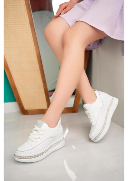 Snicker 02960 Taşlı Kadın Gizli Topuklu Spor Ayakkabı