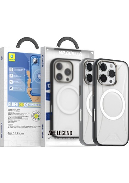 iPhone 16 Pro Ape Legend Serisi Max Magsafe Uyumlu Gri Anti-Drop Telefon Kılıfı