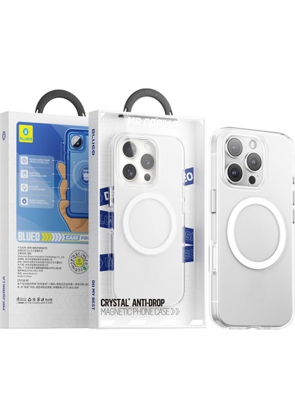 iPhone 16 Pro Max Magsafe Uyumlu Crystal+ Anti-Drop Magnetic Şeffaf Telefon Kılıfı