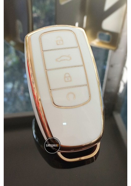 Lüx Chery Tiggo 8 Pro-Omoda 5-Tiggo 7 Avantgarde Beyaz Gold Renk 1.ci Kalite Nano Anahtar Kılıfı