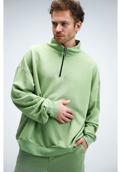 Erkek Timeless Fermuarlı Fıstık Yeşili Sweatshirt fırsatları