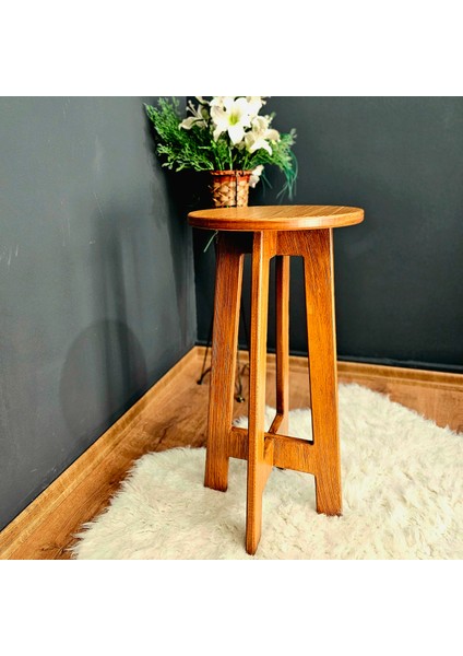 Mutfak Bar Taburesi Sandalyesi Ahşap Mdf Yuvarlak İç Dış Mekan 61 cm Evcafe Restaurant