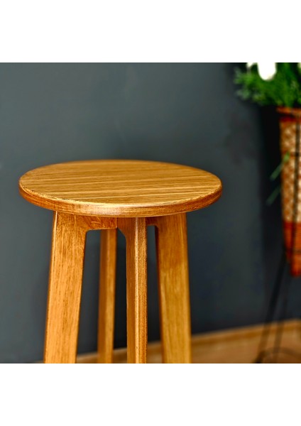Mutfak Bar Taburesi Sandalyesi Ahşap Mdf Yuvarlak İç Dış Mekan 61 cm Evcafe Restaurant