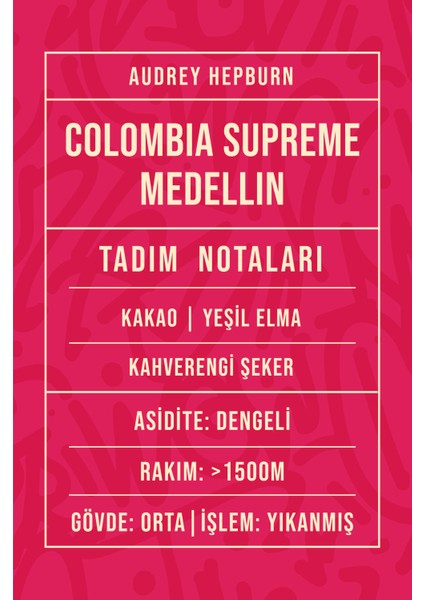 Kolombiya Medellin Filtre Kahve 250 gr - Kağıt Filtre Öğütüm