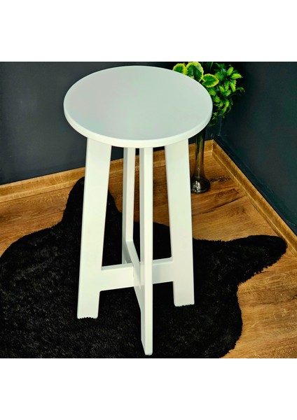 Mutfak Bar Taburesi Sandalyesi Ahşap Mdf Yuvarlak Beyaz Iç Dış Mekan 61 cm Evcafe Restaurant fiyatları