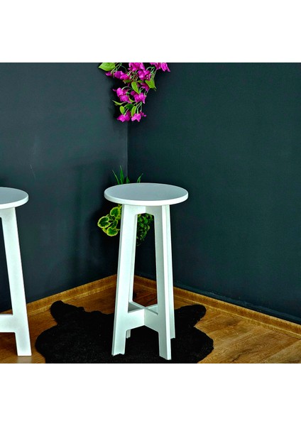 Mutfak Bar Taburesi Sandalyesi Ahşap Mdf Yuvarlak Beyaz Iç Dış Mekan 61 cm Evcafe Restaurant modelleri