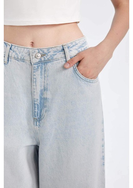 Wide Baggy Fit Ekstra Geniş Kalıp Normal Bel Ekstra Geniş Paça Jean Yıkamalı Pantolon D9227AX24WN