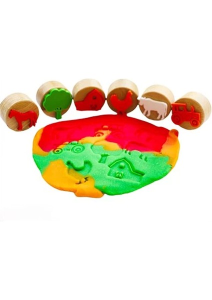 Play Dough Ahşap Damga Seti 6lı Çiftlik