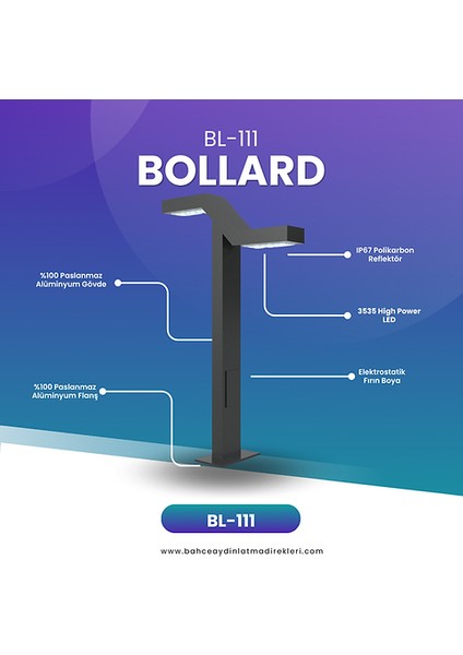 Özel Reflektörlü Bollard Aydınlatma Antrasit BL111