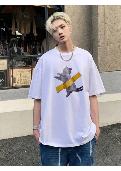 British Shorthair Cute Cat Baskılı Oversize T-Shirt indirimleri