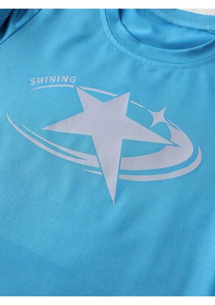 Casual Star Baskılı Crop Bluz