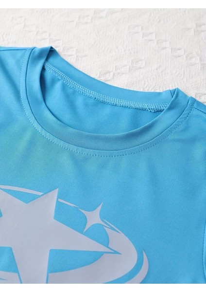 Casual Star Baskılı Crop Bluz