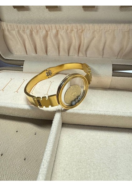 Çelik Gold Renk Kelepçe Figür Açılabilir Fanus Model Kadın Bileklik modelleri