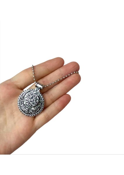 Osmanlı Arapça Yazılı Gümüş Renk Dua Kolye fiyatları